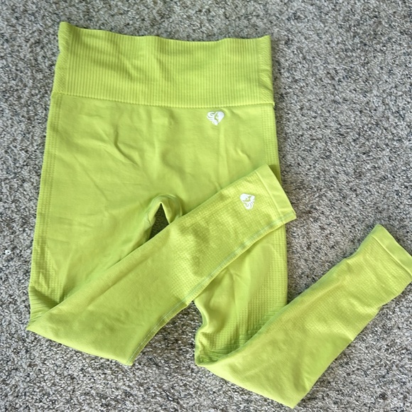 Women's Best Power Seamless workout gym Leggings lime green - Picture 4 of 5